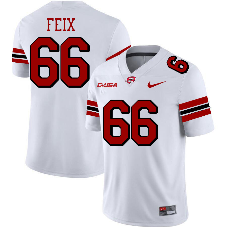 Jimmy Feix WKU Jersey,Western Kentucky Hilltoppers #66 Jimmy Feix Jersey Youth-White